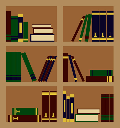 Vector illustration of wooden bookcase with booksのイラスト素材