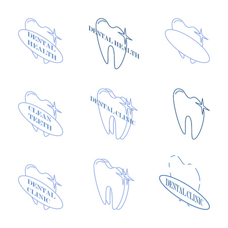 Vector illustrations of clean tooth, set of dental on white backgroundのイラスト素材