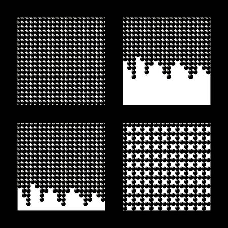 Abstract Vector seamless pattern. Black circle on white background. Set