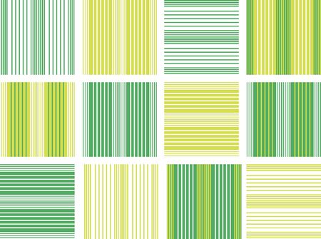 Set of Vector seamless patterns. Green, white and yellow color.Stripe spring backgrounds for kids.のイラスト素材