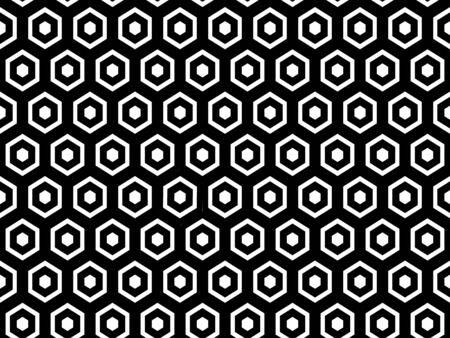 Vector seamless pattern. Modern abstrast texture. Hexagonal background. Black and white colorのイラスト素材