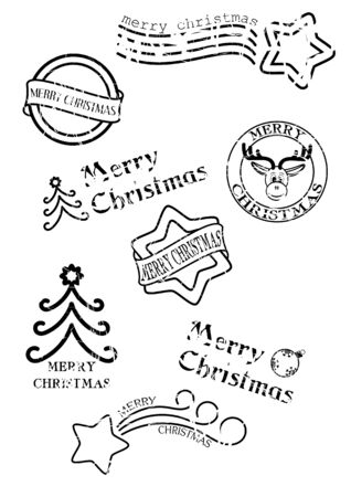 Prints of stamps with christmas motives isolated on white backgroundのイラスト素材