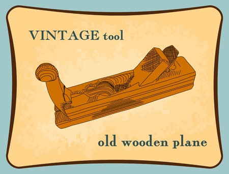 illustrated vintage wooden planeのイラスト素材