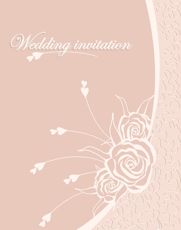 wedding inwitation vith roses and lace on pink backgroundのイラスト素材