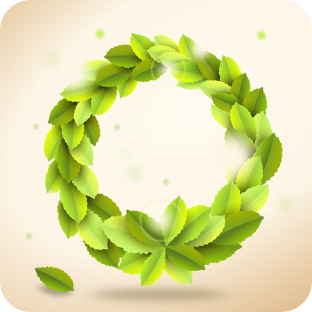 Green wreath on vintage backgroundの写真素材