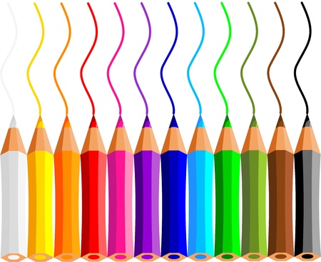 collection of crayons on white backgroundのイラスト素材
