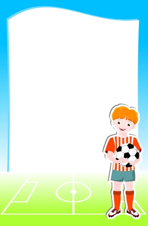 young football player with ball, background with football  soccer  theme - vector illustrationのイラスト素材