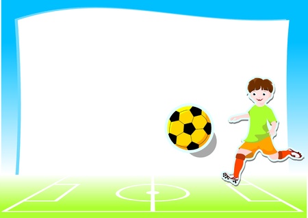 young football player with ball, background with football  soccer  theme - vector illustrationのイラスト素材