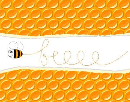 cartoon bee flying through honeycomb illustrationのイラスト素材