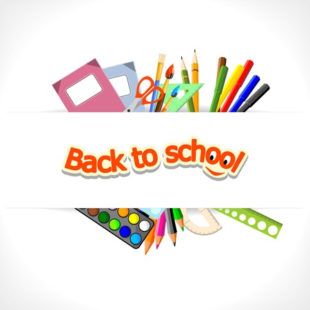 background with stationery and text  back to school のイラスト素材