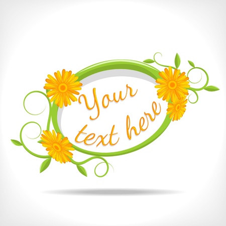 herbal background - banner with marigoldのイラスト素材
