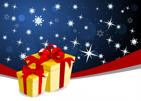 christmas blue background with red ribbon and  giftsのイラスト素材
