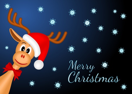 christmas reindeer with red santaのイラスト素材