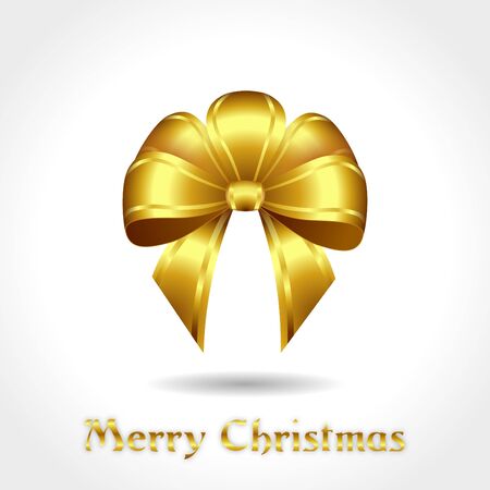 festive golden bow with text Merry Christmas - illustrationの写真素材