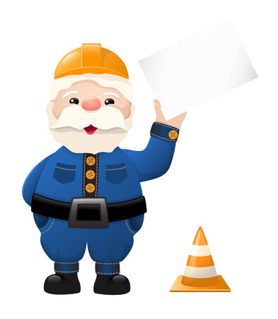 cartoon worker with blank schedule, on white background, vector illustrationのイラスト素材