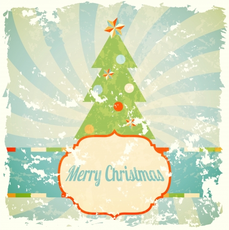 vintage christmas theme with abstract christmas tree, vector illustration, eps10 with transparencyのイラスト素材