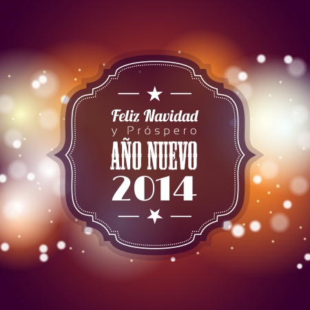 christmas and new year greeting card with abstract bokeh background, spanish, version,  vector illustration, eps 10, with transparencyのイラスト素材