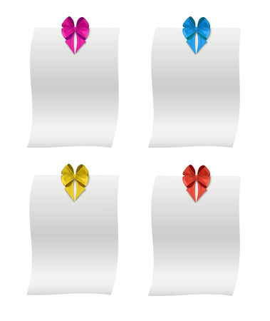 Collection of paper with colorful ribbon, isolated on white - vector illustrationのイラスト素材