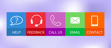 five colorful contact icons in flat style, vector illustration, eps 10, with gradient meshのイラスト素材