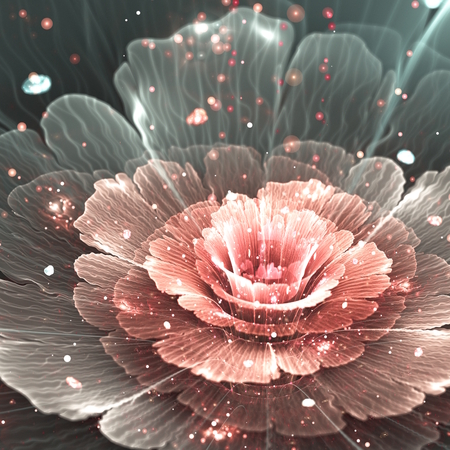 pink and gray abstract  flower with pink sparkles, illustrationの写真素材