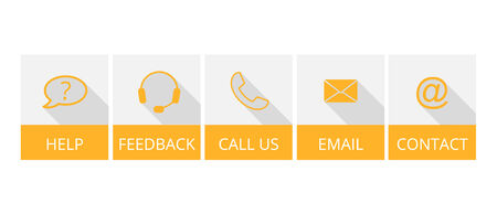 collection of yellow contact buttons with long shadow, suitable for flat designのイラスト素材