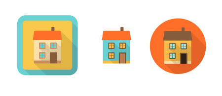 three retro icons with house, vector illustration, eps 10, with transparencyのイラスト素材