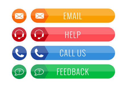 four contact buttons in flat style isolated on white backgroundのイラスト素材