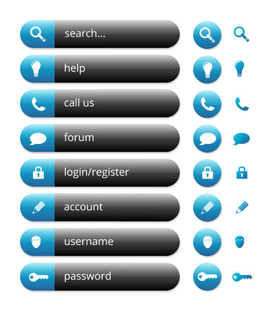 simple blue and black internet buttons, illustrationのイラスト素材