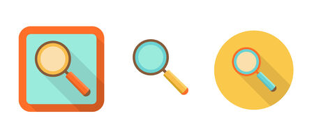 three retro search icons in flat style isolated on white backgroundのイラスト素材
