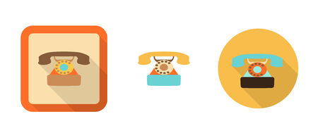 three retro phone icons in flat style isolated on white backgroundのイラスト素材