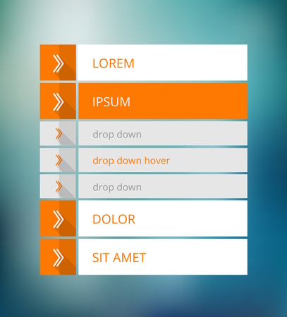white and orange menu - website element, suitable for flat design, vector illustrationのイラスト素材