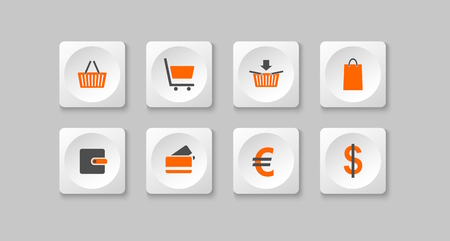 orange and gray e shop buttons のイラスト素材