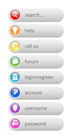 glossy colorful internet buttons on white background  のイラスト素材
