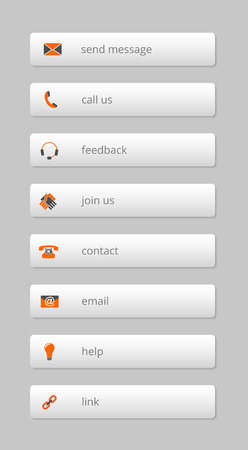 simple gray internet buttons with orange-gray iconsのイラスト素材
