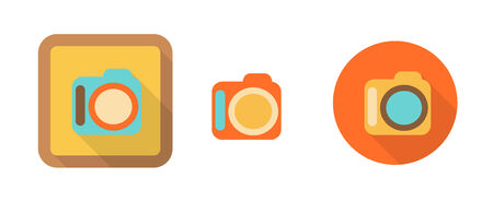 three colorful icons in flat style - camera, illustrationのイラスト素材