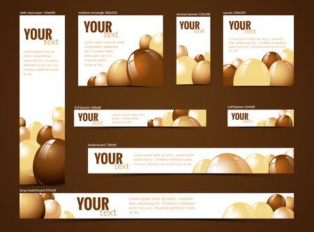 set of  web banners with chocolate motive, with copy spaceのイラスト素材