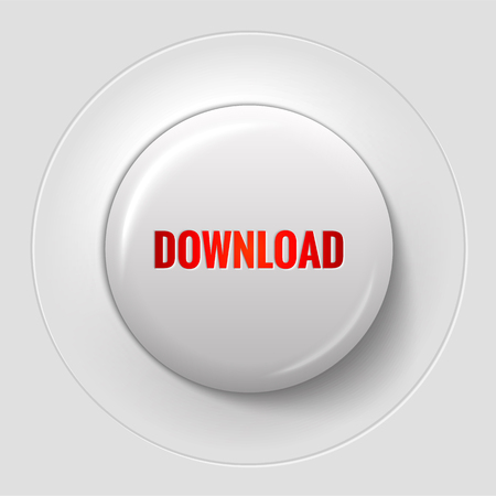 big white glossy download button, with 3d effect, vector illustration, eps 10 with transparencyのイラスト素材