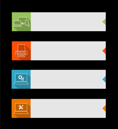internet buttons with computer theme, suitable for flat design, vector illustration, eps 10 with transparencyのイラスト素材