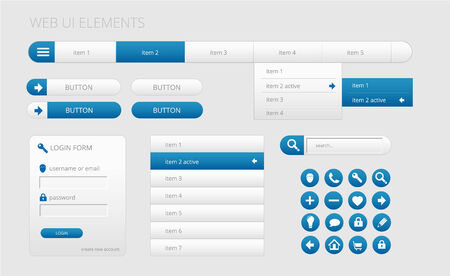 modern gray and blue web ui elements, vector illustration, eps 10 with transparencyのイラスト素材