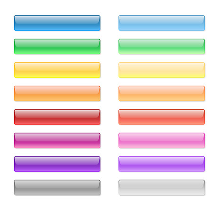 colorful glossy buttons with hover effect on white background, vector illustration, eps 10 with transparencyのイラスト素材
