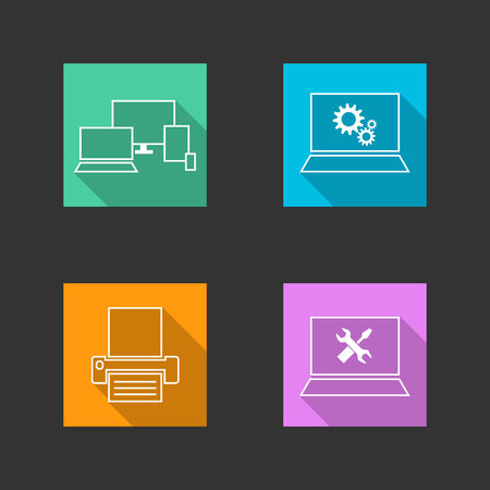 internet buttons with computer theme, suitable for flat design, vector illustration, eps 10 with transparencyのイラスト素材
