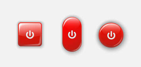 red glossy push buttons, with 3d effect, vector illustration, eps 10 with transparencyのイラスト素材