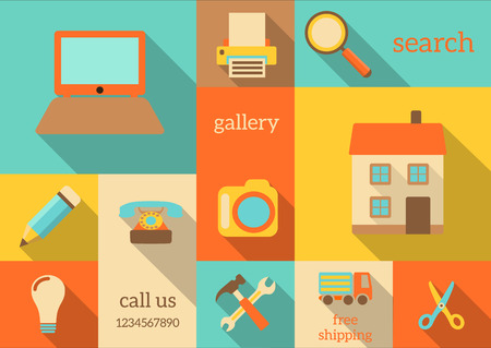 internet icons in retro style, suitable for flat design, vector illustration, eps 10 with transparencyのイラスト素材