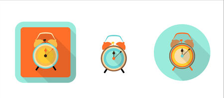 alarm clock retro icon in flat style, isolated on white backgroundのイラスト素材