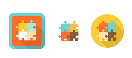 puzzle retro icon in flat style, isolated on white backgroundのイラスト素材
