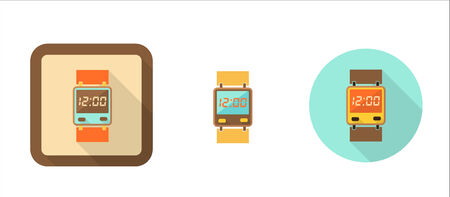 digital watch retro icon in flat style, isolated on white backgroundのイラスト素材