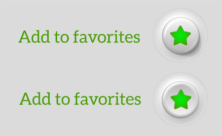 button add to favorites, normal and pushed, with green star illustrationのイラスト素材
