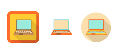set of flat retro icons - laptop illustrationのイラスト素材