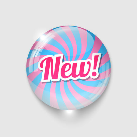 glossy button with spiral and text NEW, vector illustration, eps 10 with transparencyのイラスト素材