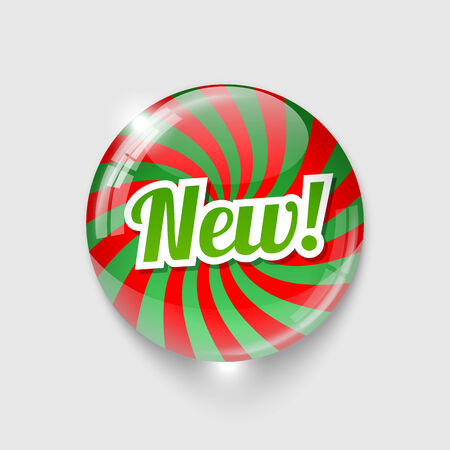 glossy button with spiral and text NEW, vector illustration, eps 10 with transparencyのイラスト素材